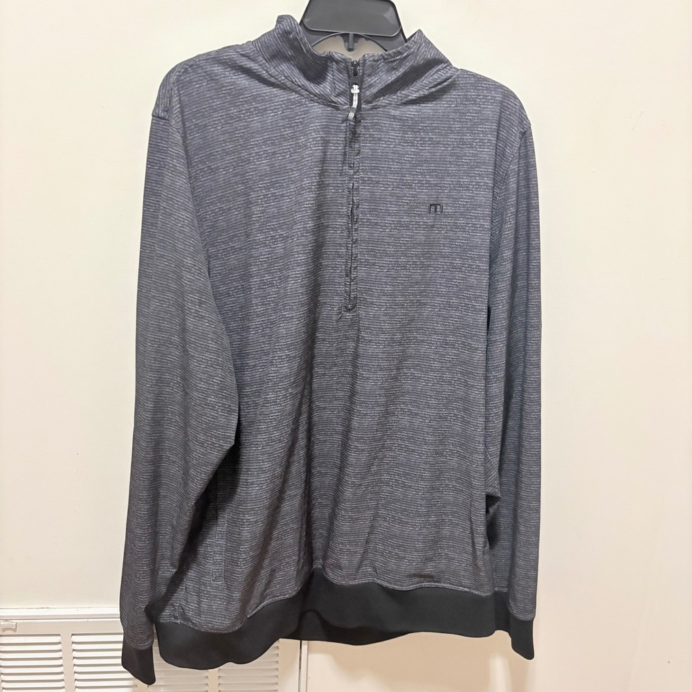 Travis Mathew Active Quarter Zip Pullover Jacket Men Grey XL Space Dye Stretch